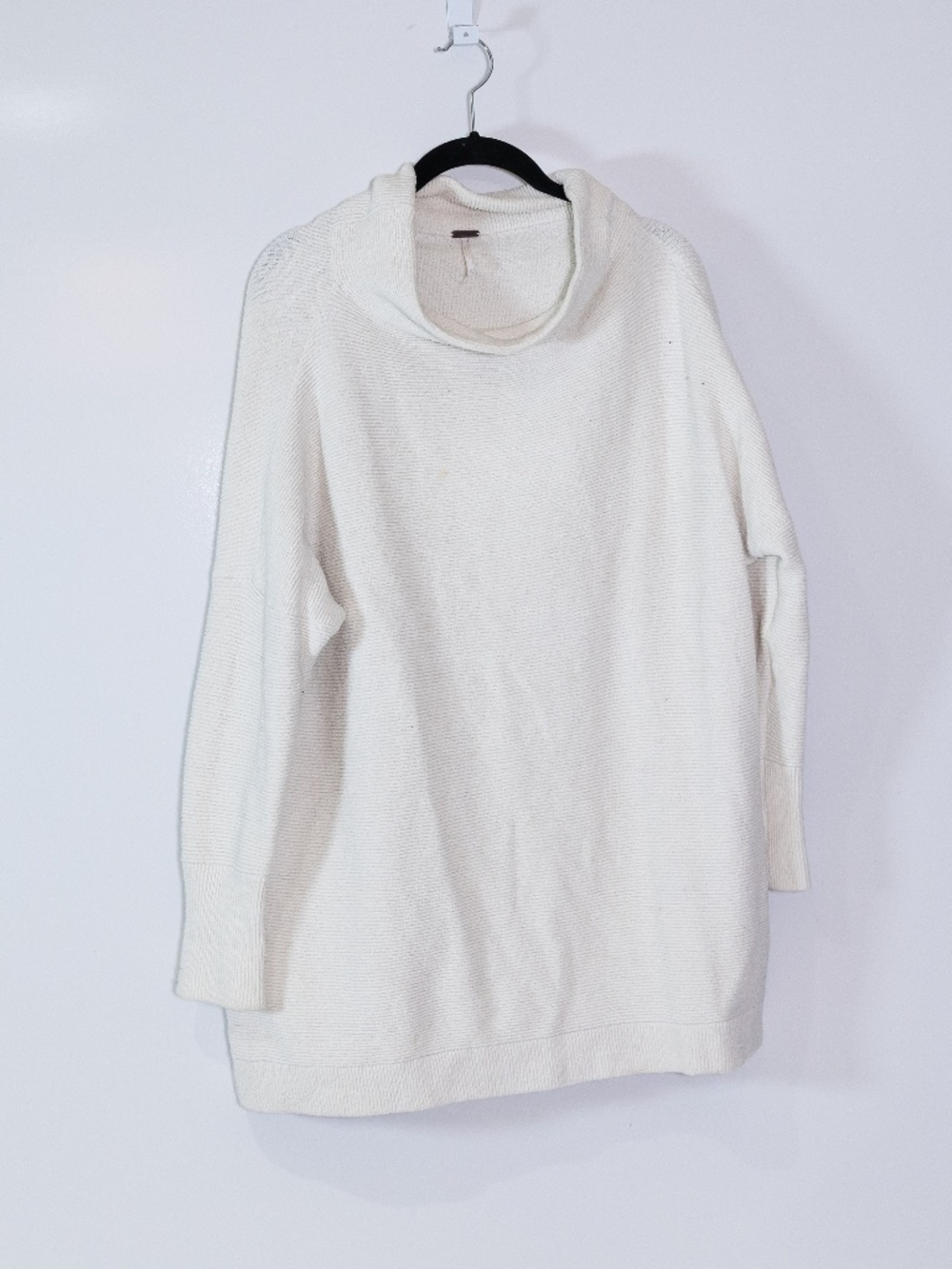 Free People Ottoman Slouchy Knit Stretch Cotton Pullover Tunic Sweater Ivory S